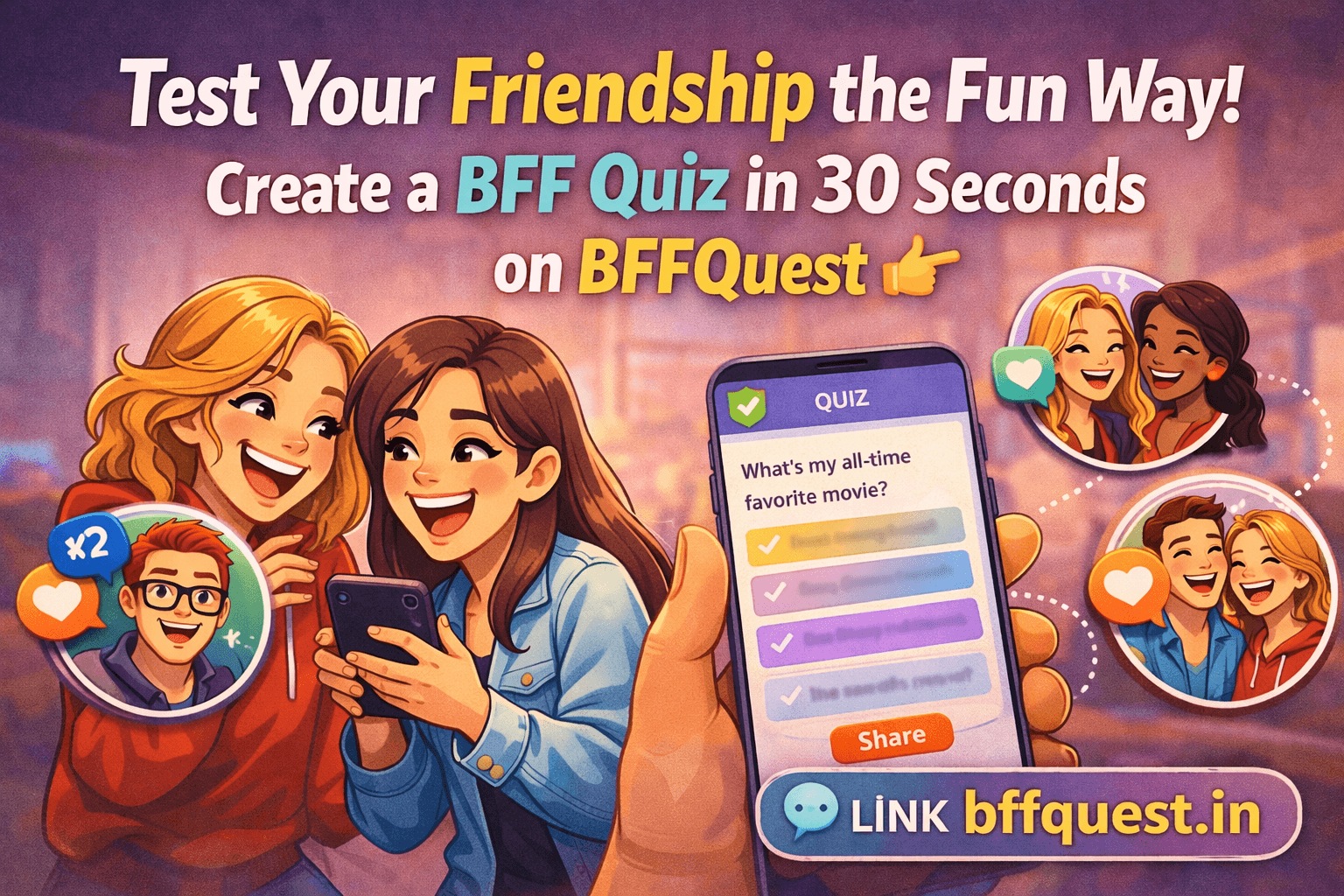 Test Your Friendship the Fun Way: Create a BFF Quiz in 30 Seconds on BFFQuest